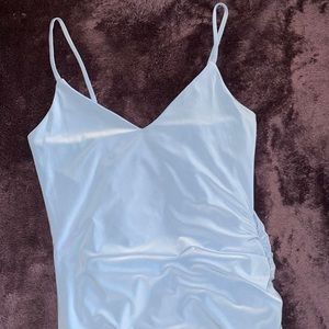 Sky blue cocktail asymetrical cinched Midi dress